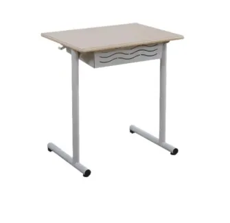 Bureau scolaire 1 place en mélaminé avec casier