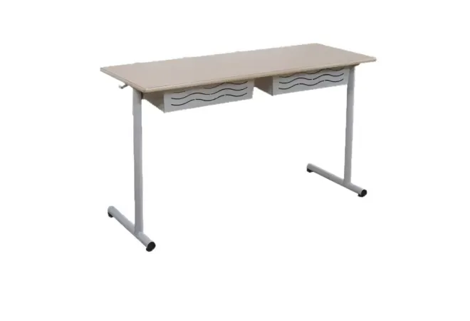 Bureau scolaire double avec porte sacs et casiers Bureau scolaire double avec porte sacs et casiers