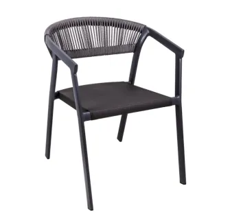 Fauteuil en cordes gris pour terrasse CHR