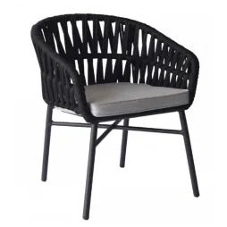 Fauteuil terrasse en cordes noires Fauteuil terrasse en cordes noires