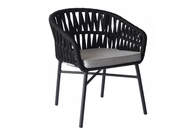 Fauteuil terrasse en cordes noires Fauteuil terrasse en cordes noires