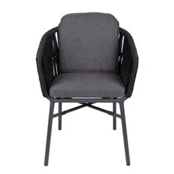 Fauteuil confort extérieur en aluminium anthracite et codes noires Fauteuil confort extérieur en aluminium anthracite et codes noires