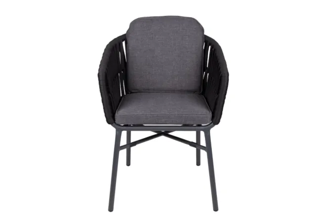 Fauteuil confort extérieur en aluminium anthracite et codes noires Fauteuil confort extérieur en aluminium anthracite et codes noires
