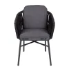 Fauteuil confort extérieur en aluminium anthracite et codes noires Fauteuil confort extérieur en aluminium anthracite et codes noires