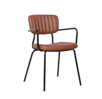 Fauteuil restaurant professionnel en cuir sunthétique marron