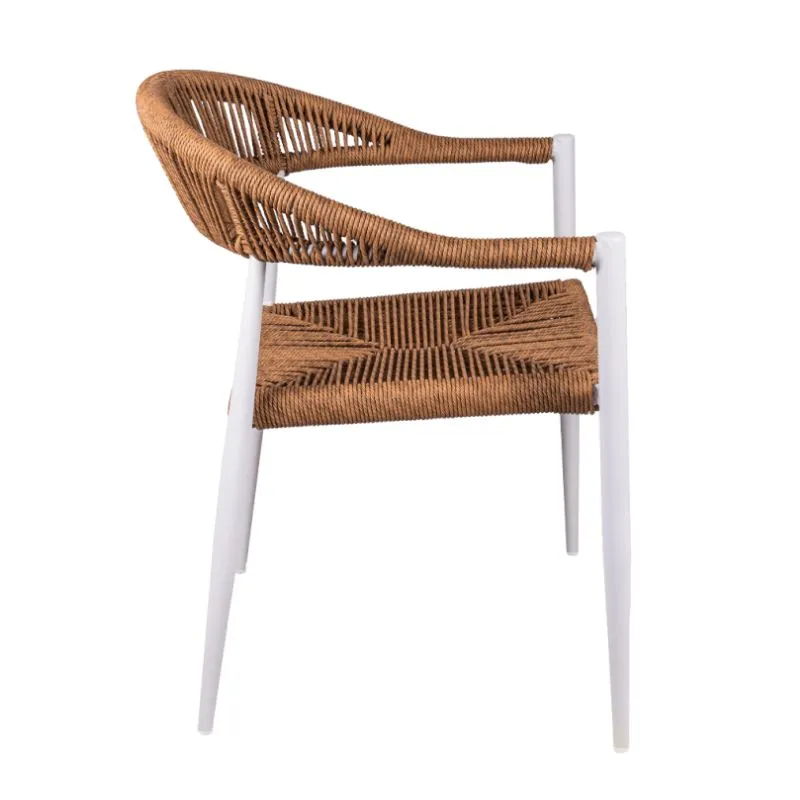 Fauteuil terrasse extérieur blanc/marron Fauteuil terrasse extérieur blanc/marron