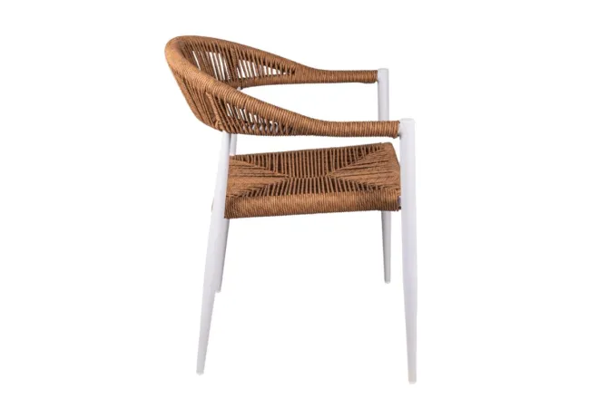 Fauteuil terrasse extérieur blanc/marron Fauteuil terrasse extérieur blanc/marron