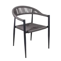 Fauteuil en cordage anthracite et structure noire Fauteuil en cordage anthracite et structure noire