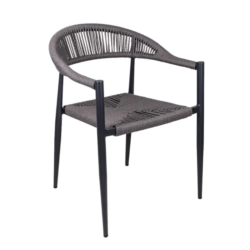 Fauteuil en cordage anthracite et structure noire Fauteuil en cordage anthracite et structure noire