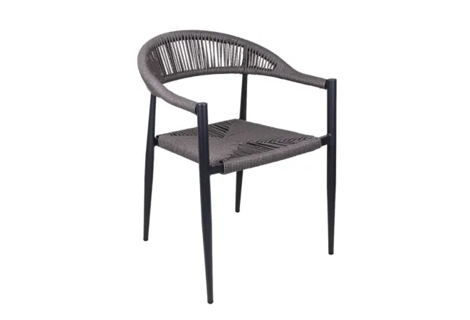 Fauteuil en cordage anthracite et structure noire Fauteuil en cordage anthracite et structure noire