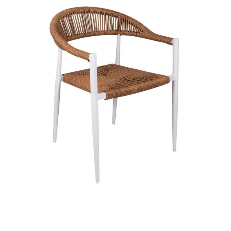 Fauteuil de terrasse en cordage blanc et marron Fauteuil de terrasse en cordage blanc et marron