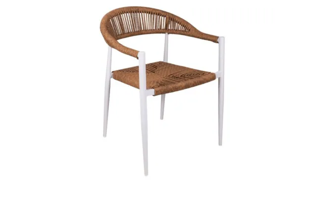 Fauteuil de terrasse en cordage blanc et marron Fauteuil de terrasse en cordage blanc et marron