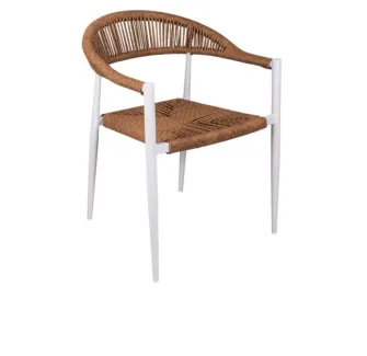 Fauteuil de terrasse en cordage blanc et marron