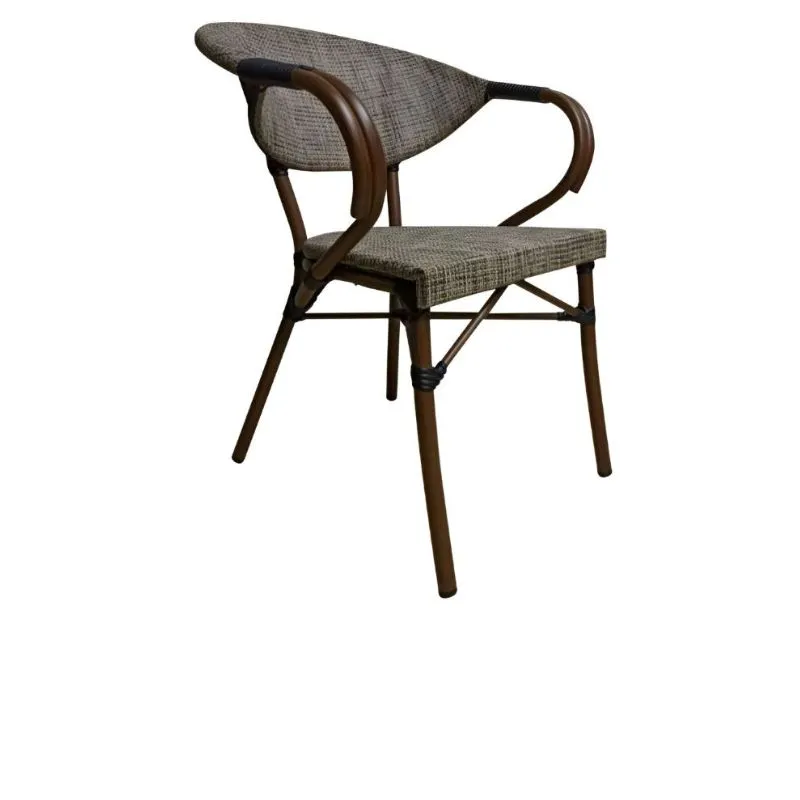 Chaise CHR effet bambou et textilène gris clair Chaise CHR effet bambou et textilène gris clair