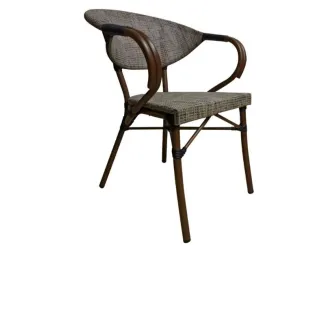 Chaise CHR effet bambou et textilène gris clair