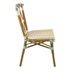 Chaise pour terrasse coloris crème et vert d'eau Chaise pour terrasse coloris crème et vert d'eau