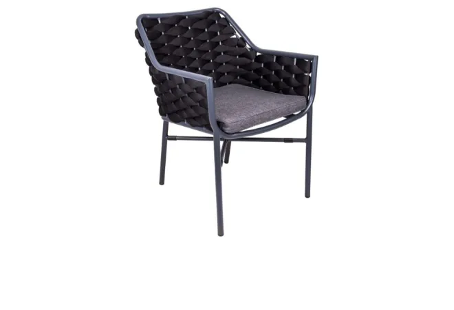 Fauteuil CHR extérieur structure grise et cordage gris anthracite Fauteuil CHR extérieur structure grise et cordage gris anthracite