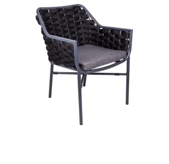 Fauteuil CHR extérieur structure grise et cordage gris anthracite