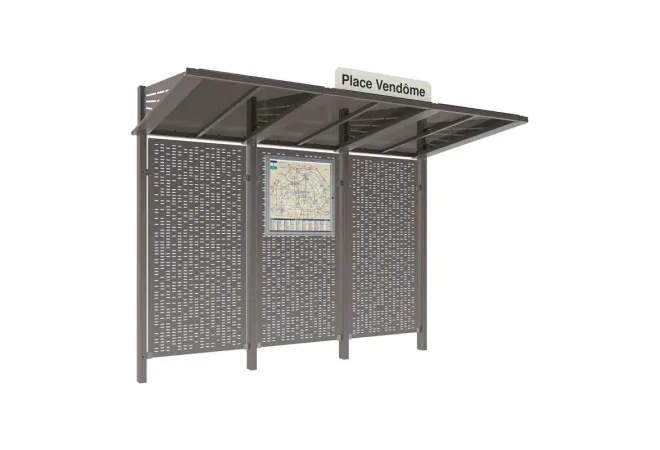 Arrêt de bus avec bardages en acier Procity Arrêt de bus avec bardages en acier Procity