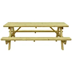 Table de pique nique en bois avec bancs intégrés Table de pique nique en bois avec bancs intégrés