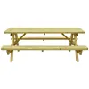 Table de pique nique en bois avec bancs intégrés Table de pique nique en bois avec bancs intégrés