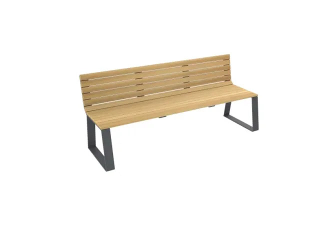 Banc urbain en bois relié chêne clair