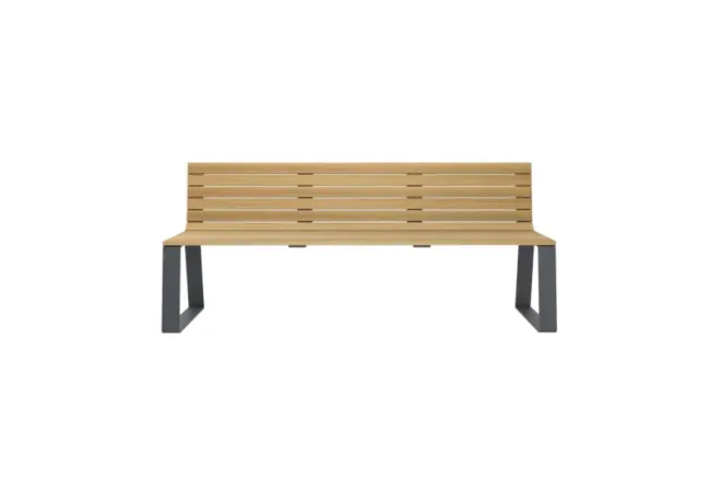 Banc de ville finition chêne et structure acier