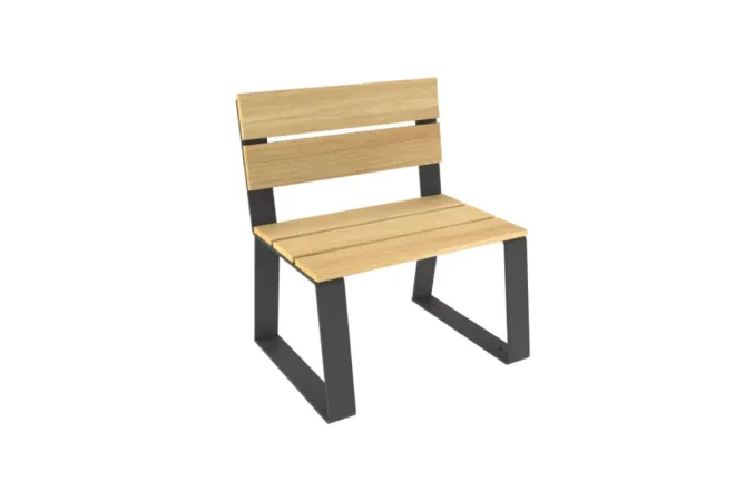 Fauteuil individuel extérieur bois et métal sans accoudoirs