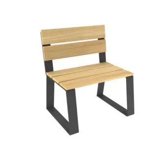Fauteuil individuel extérieur bois et métal sans accoudoirs