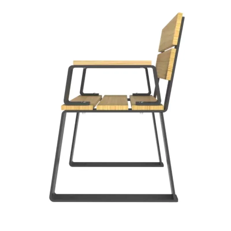 Banc individuel en bois et acier