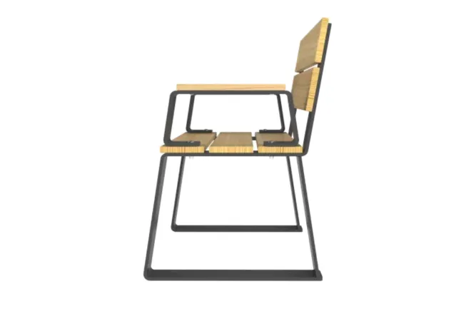 Banc individuel en bois et acier