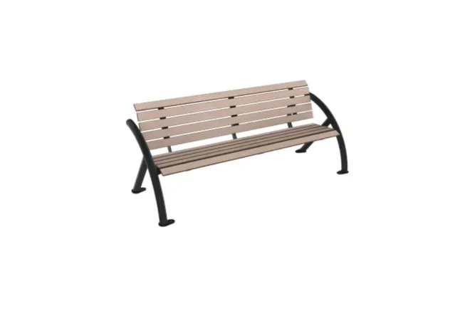 Banc public structure acier anthracite et lames HPL chêne clair