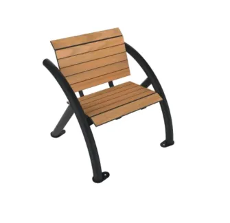 Fauteuil public en HPL effet lames teck