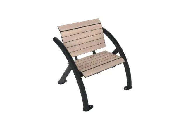 Banc 1 place avec HPL effet lames chêne clair