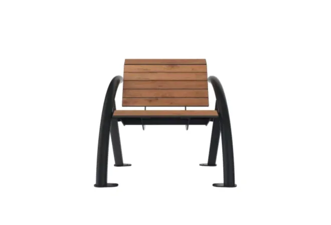 Banc public pour 1 personne avec accoudoirs en acier