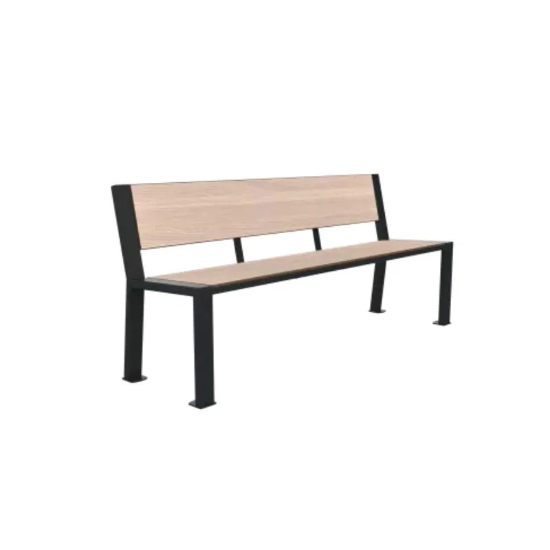 Banc de ville en acier et compact HPL chêne clair