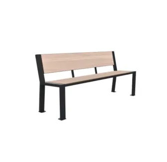 Banc de ville en acier et compact HPL chêne clair
