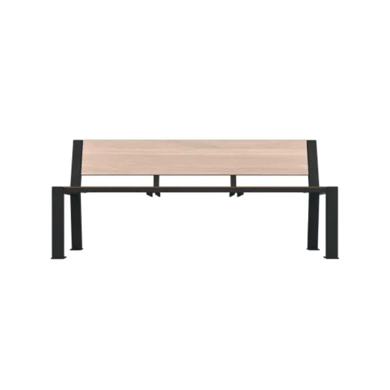 Banc urbain design avec assise effet bois chêne clair