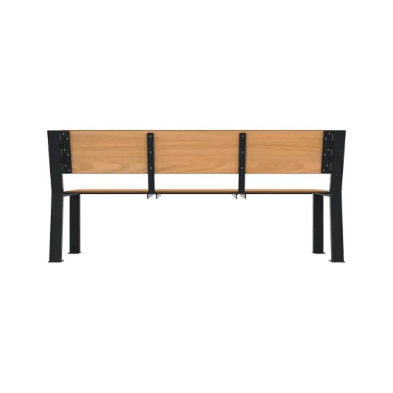 Banc public coloris bois foncé pour intégration paysagère