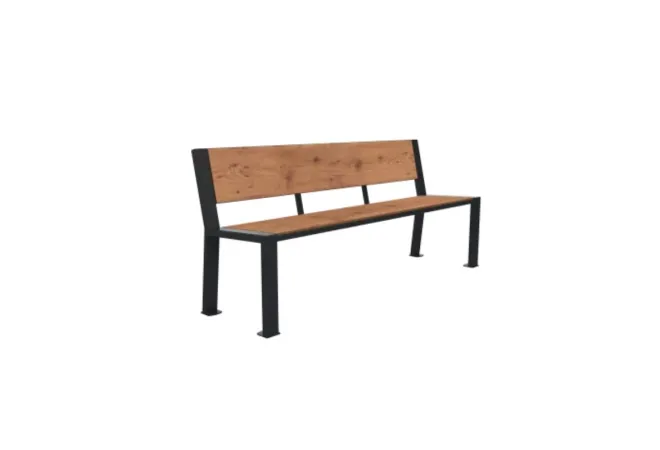 Banc de ville en acier et stratifié compact HPL pin tyrol