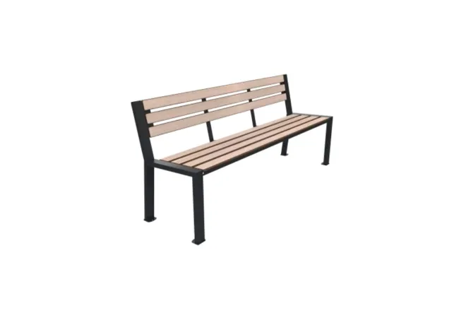 Banc à lames HPL chêne clair pour parcs et jardins