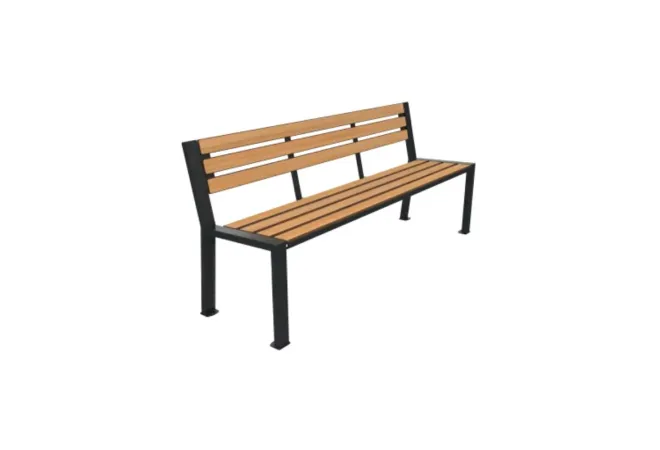 Banc public à lames HPL coloris teck