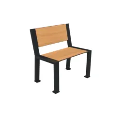 Banc public 1 place en acier et HPL plein teck