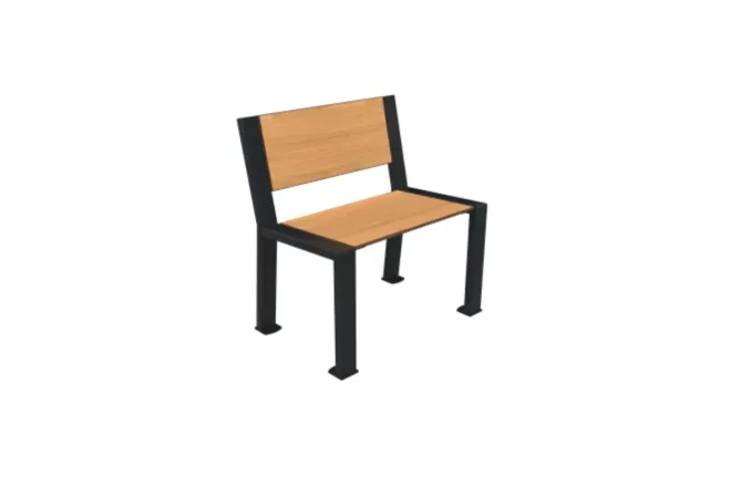 Banc public 1 place en acier et HPL plein teck