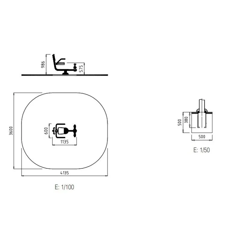 Dimensions du vélo semi allongé pour espaces extérieurs