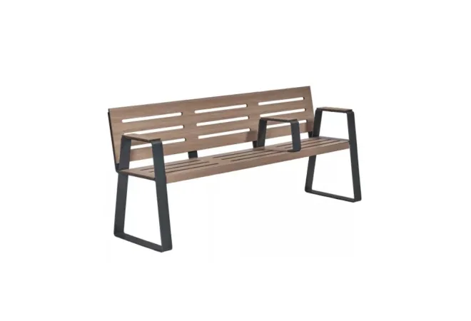 Banc public sénior HPL ajouré chêne clair