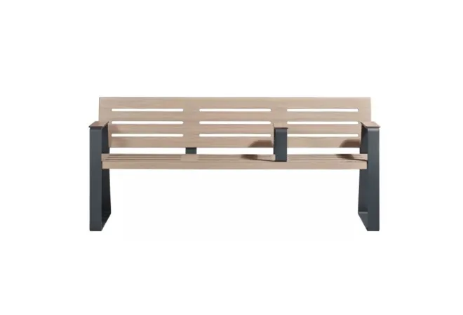 Banc de ville acier et HPL 3 accoudoirs