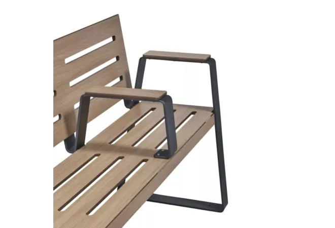 Banc PMR en HPL ajouré chêne clair