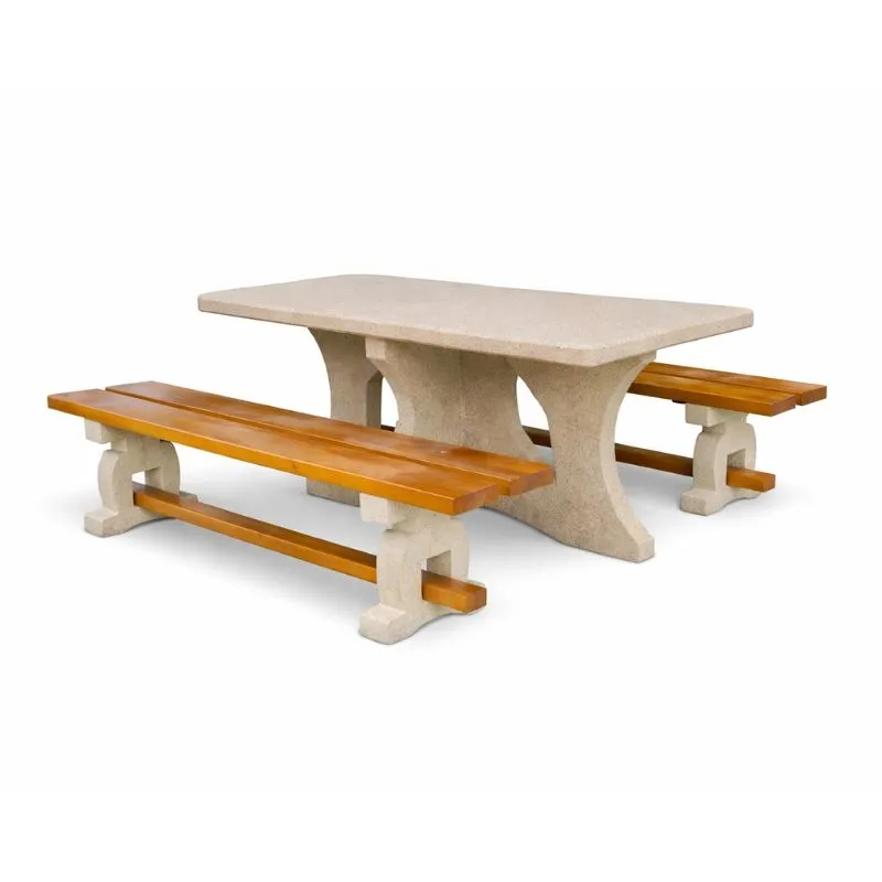 Table de pique nique en béton et bois