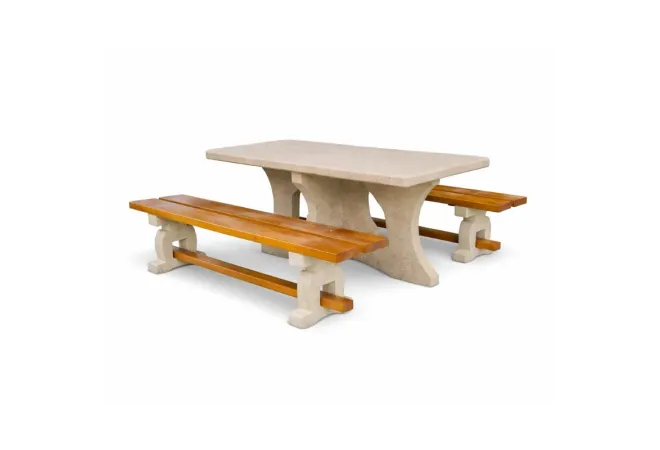 Table de pique nique en béton et bois